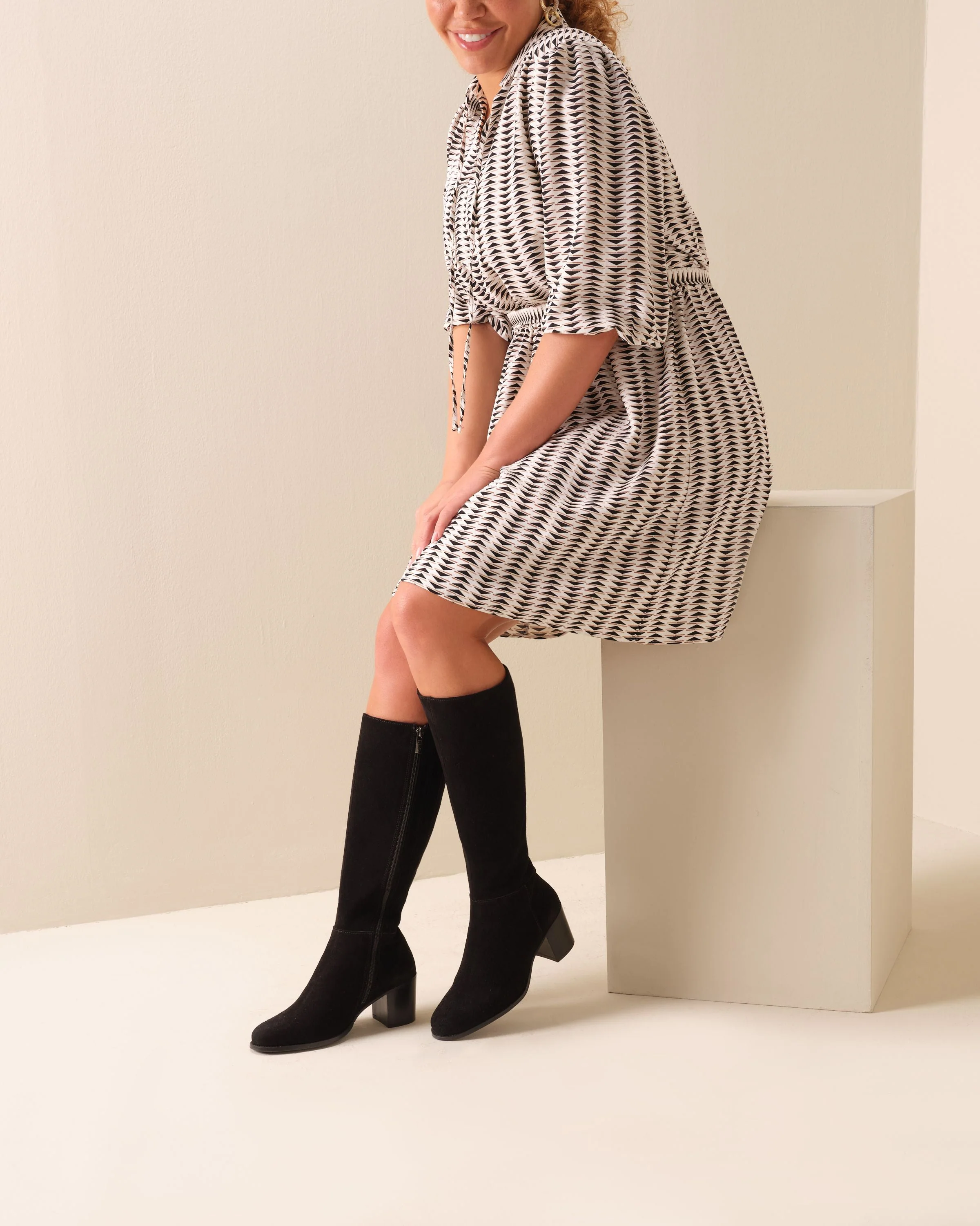 Dalia Petite Knee High Boots in Black Suede - Image 6