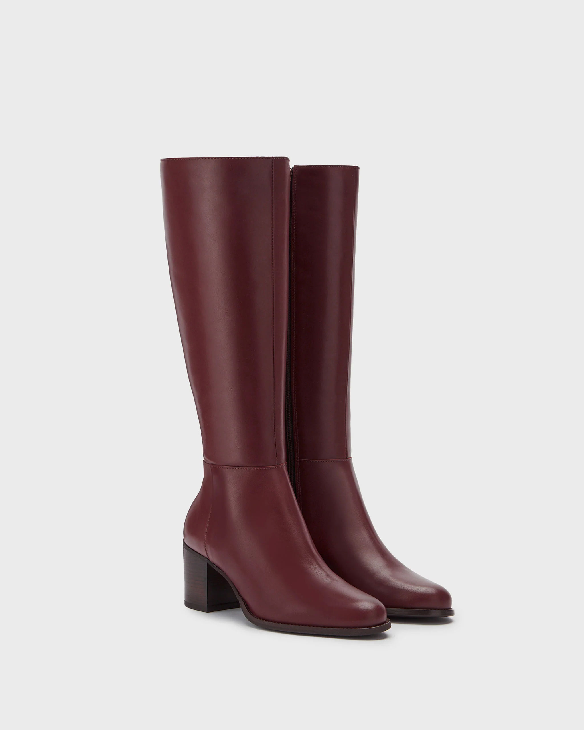 Dalia Petite Knee High Boots in Burgundy Leather - Image 3