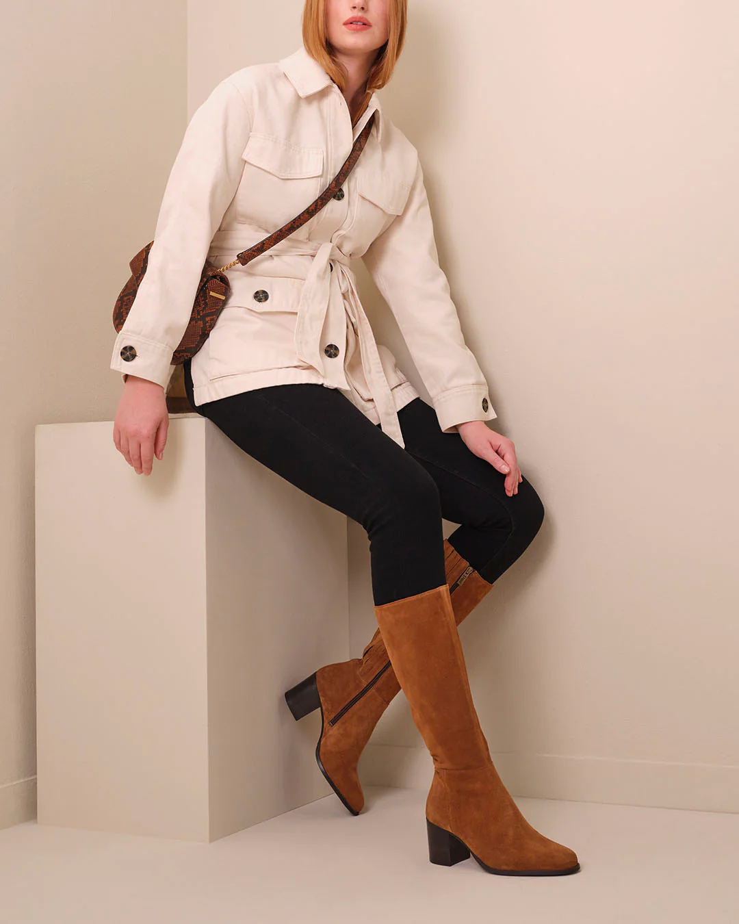 Dalia Standard Knee High Boots in Tan Suede - Image 4