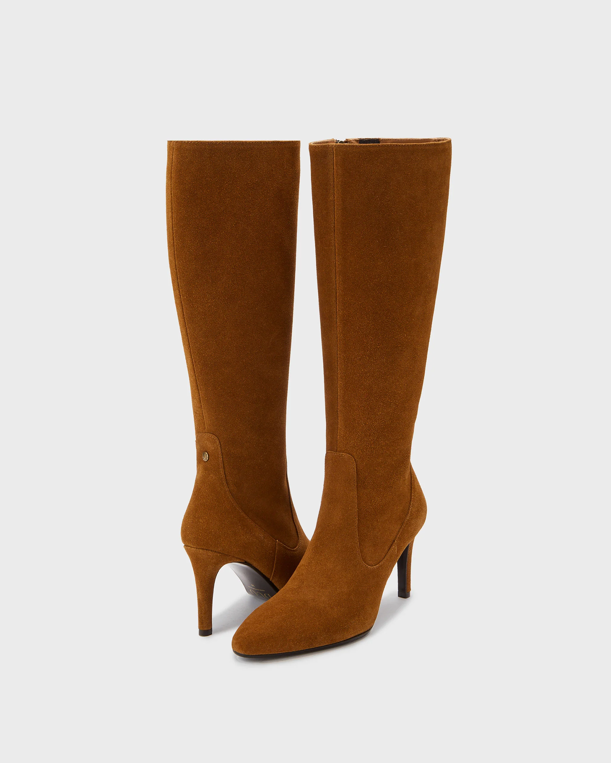 Freya Knee High Boots in Tan Suede - Image 2