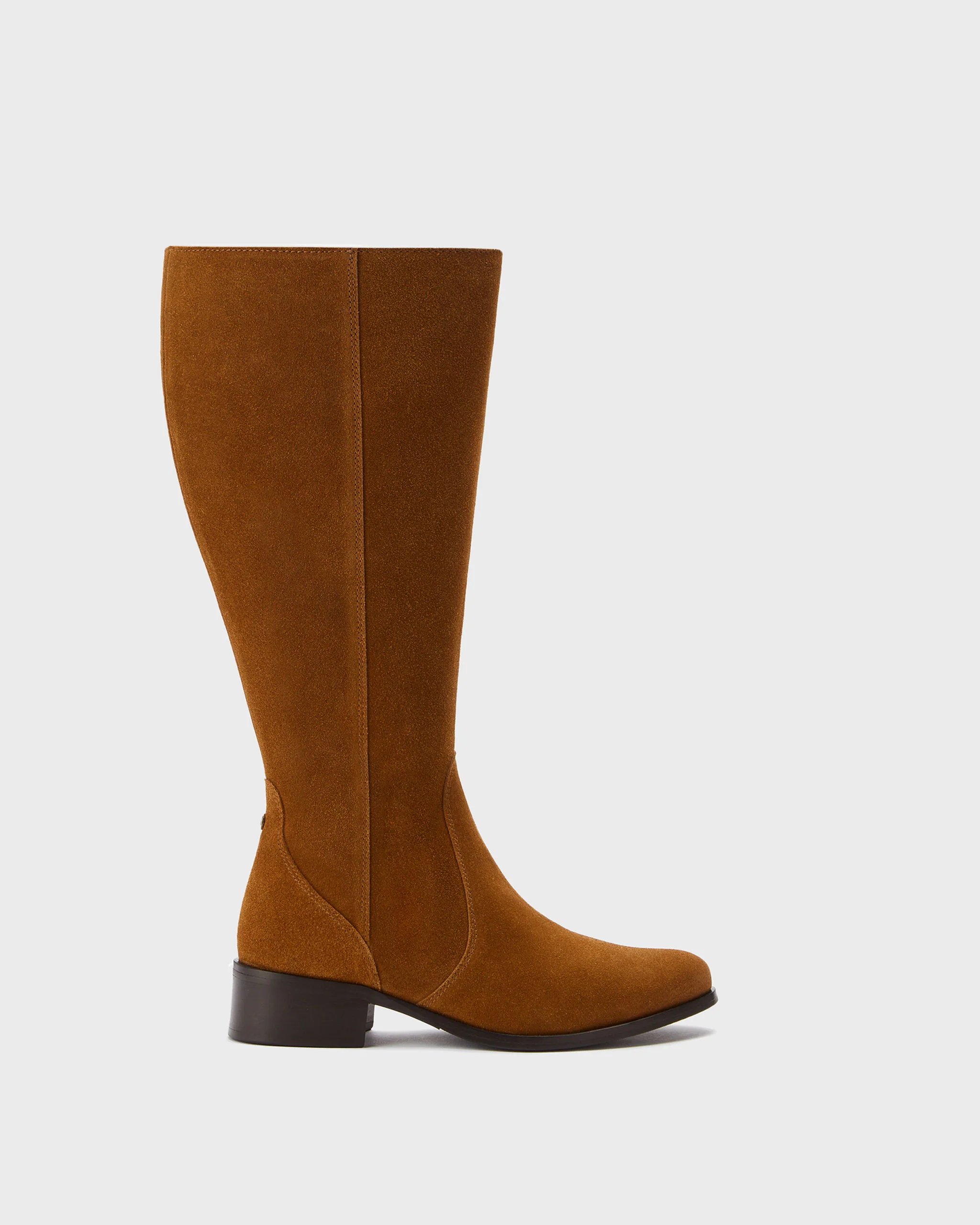 Haltham Petite Knee High Boots in Tan Suede - Image 5