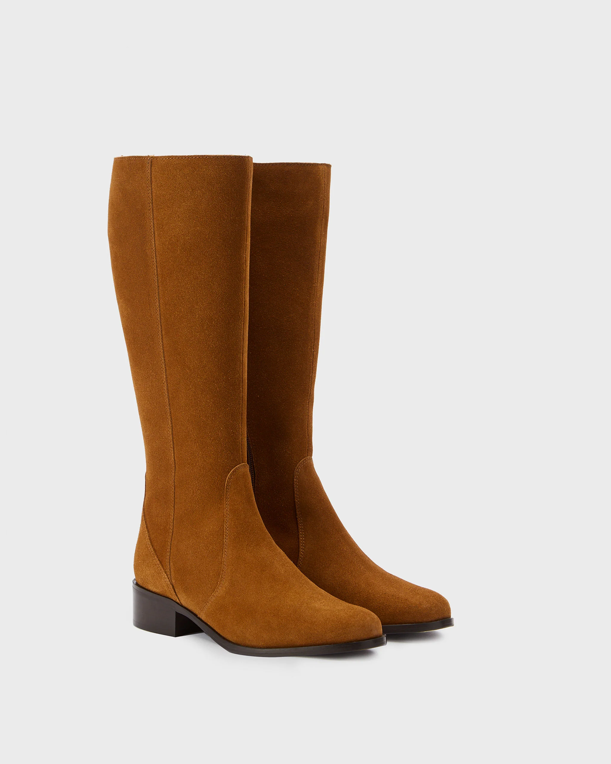 Haltham Tall Knee High Boots in Tan Suede - Image 2