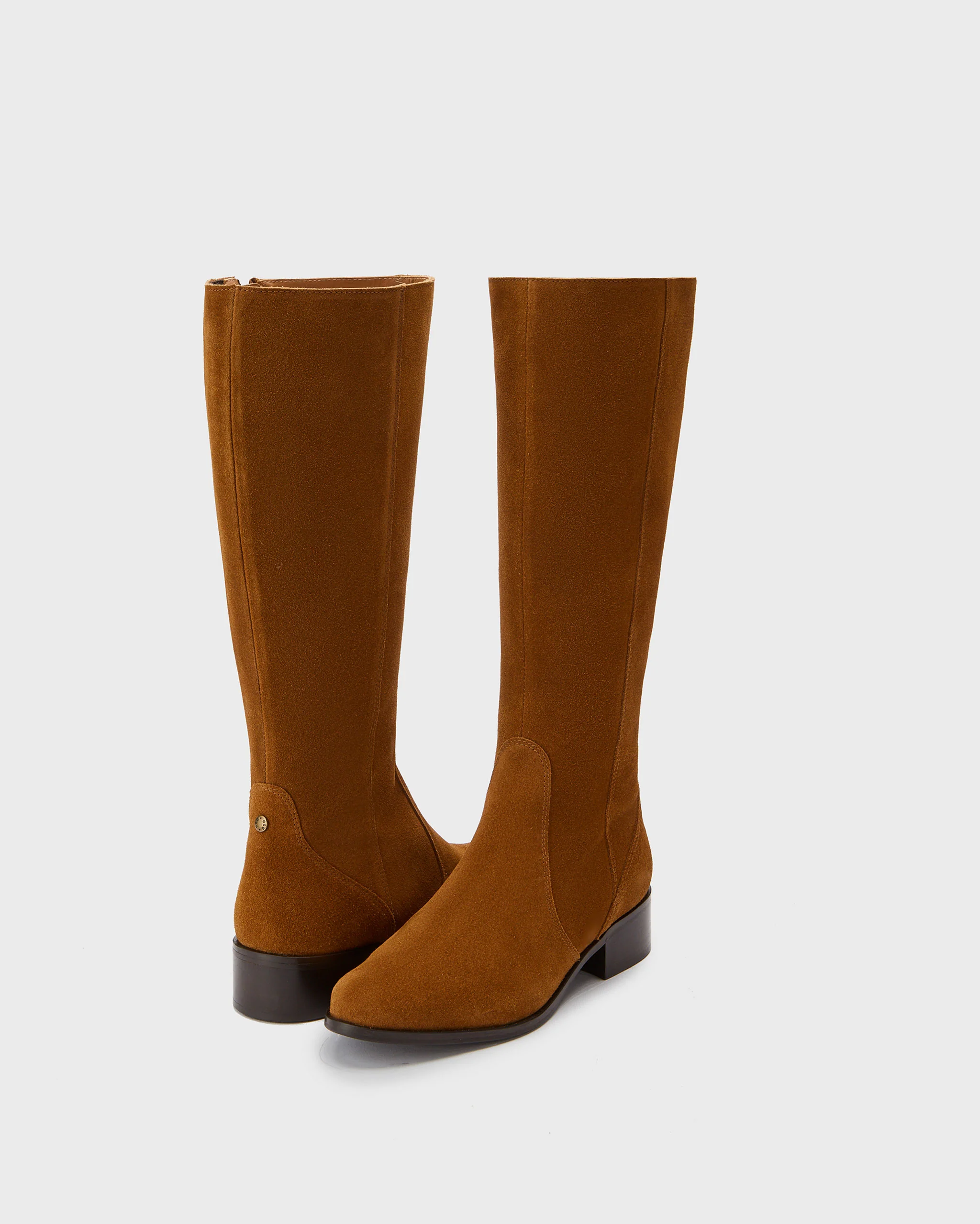 Haltham Tall Knee High Boots in Tan Suede - Image 3