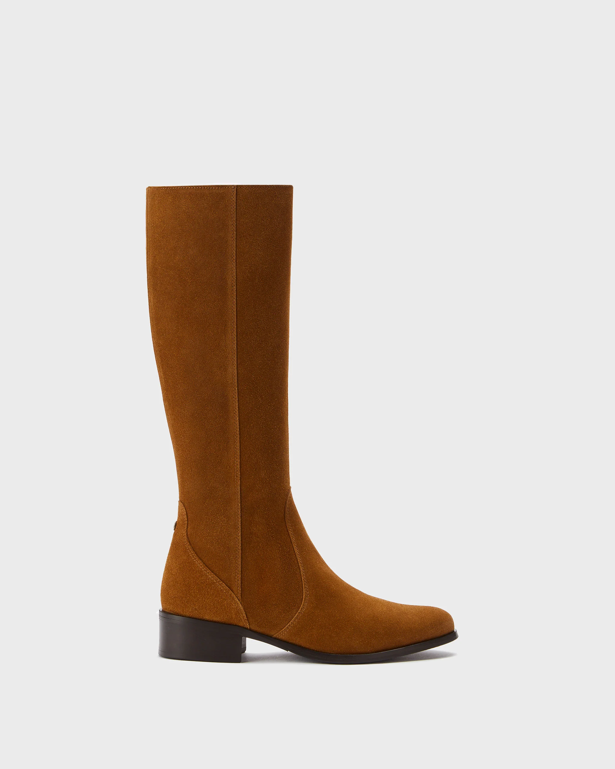 Haltham Tall Knee High Boots in Tan Suede - Image 4
