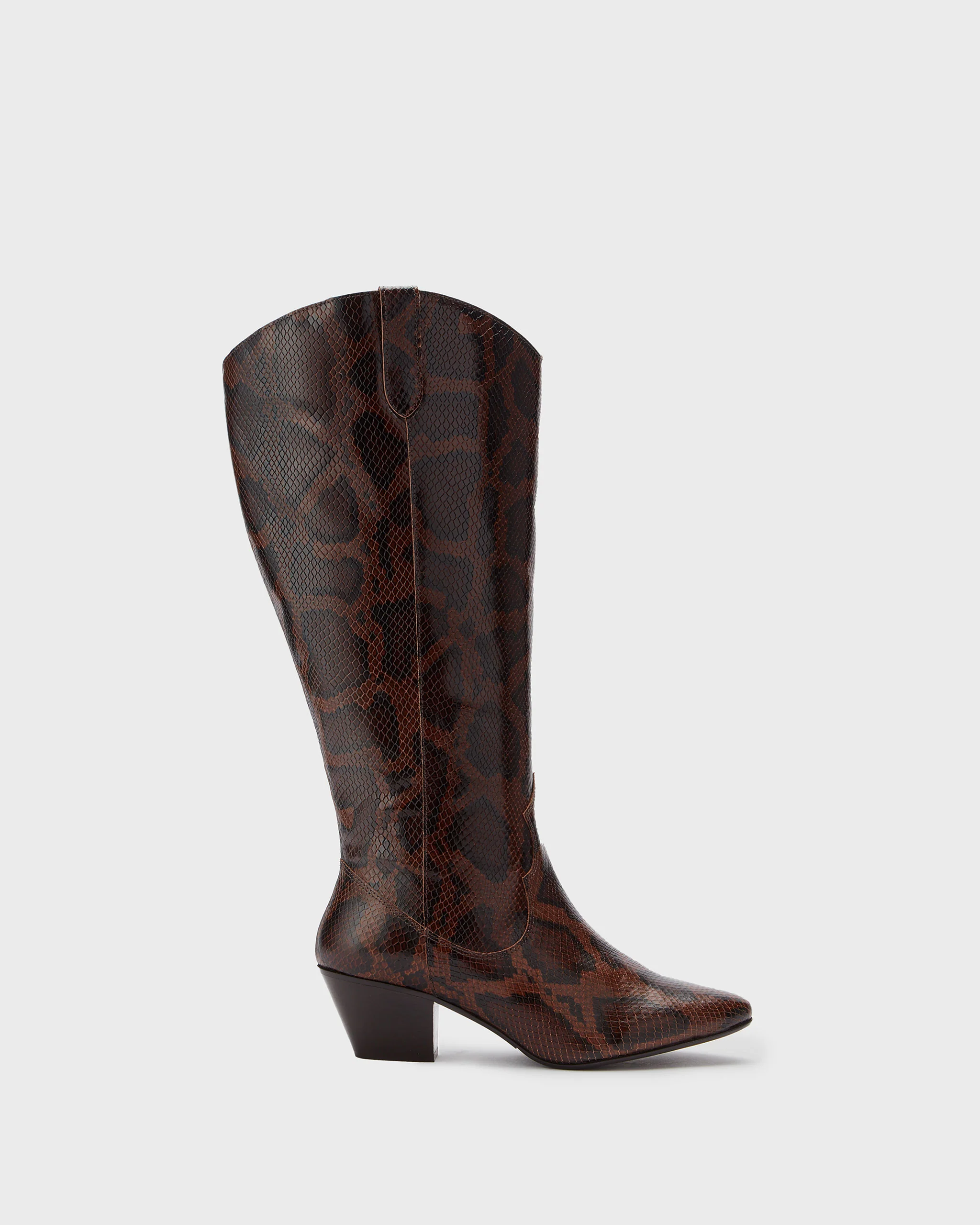 Saffron Knee High Boots in Snake Print Leather - Image 4