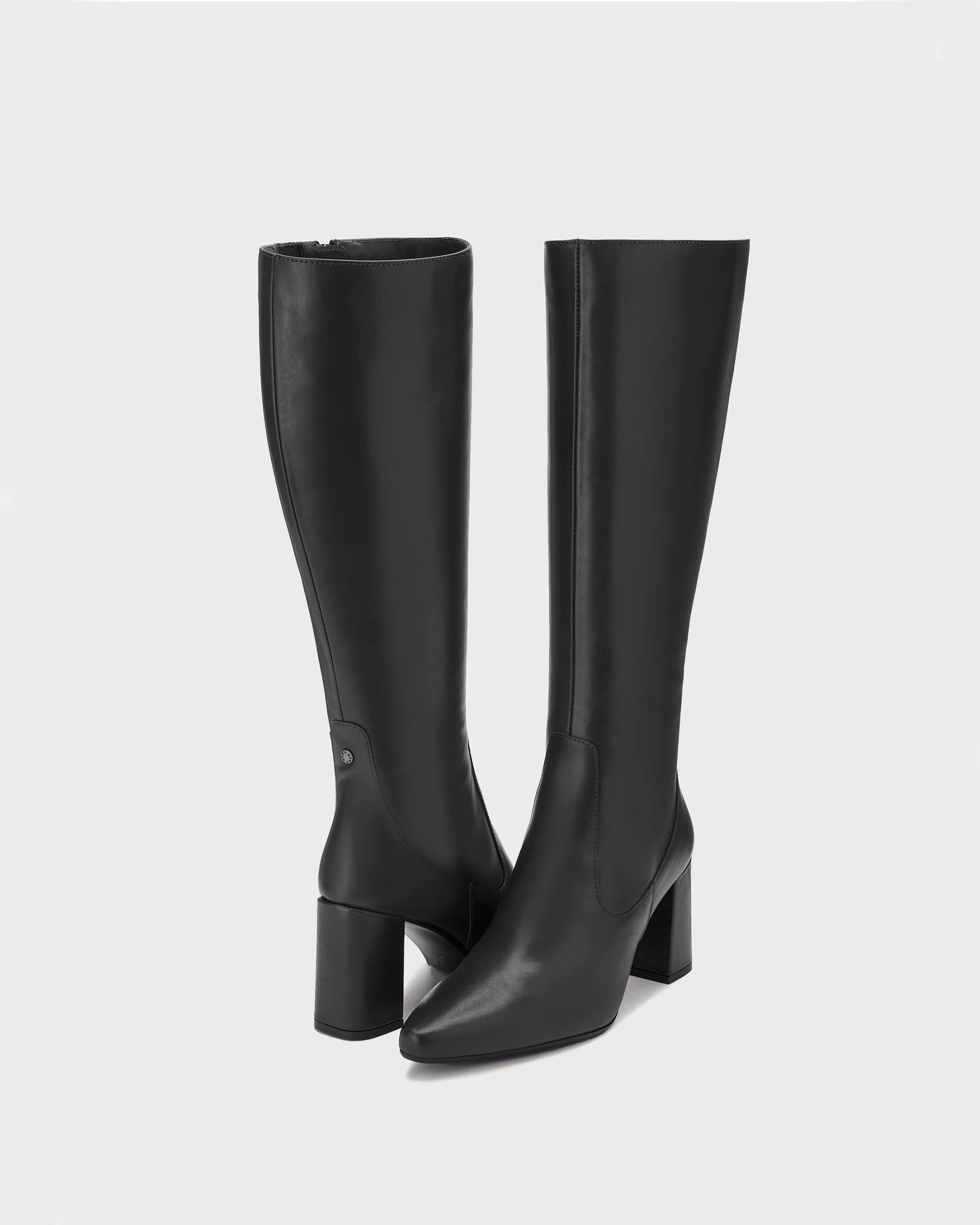 Tabitha Knee High Boots in Black Leather - Image 2